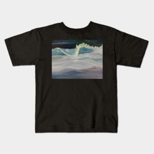 Ocean wave oil painting by tabitha kremesec Kids T-Shirt